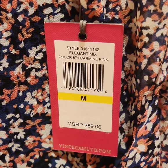 Vince Camuto Fresh Blooms Print 3/4 Sleeve Button Shoulder Chiffon Blouse size M - Picture 7 of 14